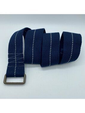 Unbranded Blue D-Ring Belt Men's Size 34 – 42" Length Gray Stitch Canvas Casual